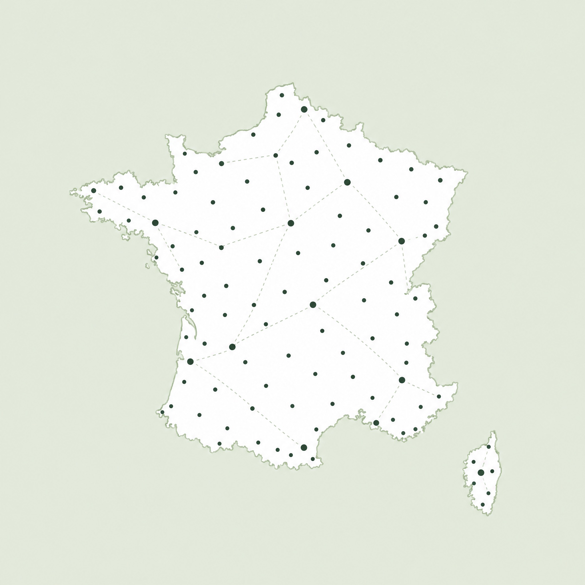 Illustration du réseau d’entrepôts en France métropolitaine et en Corse